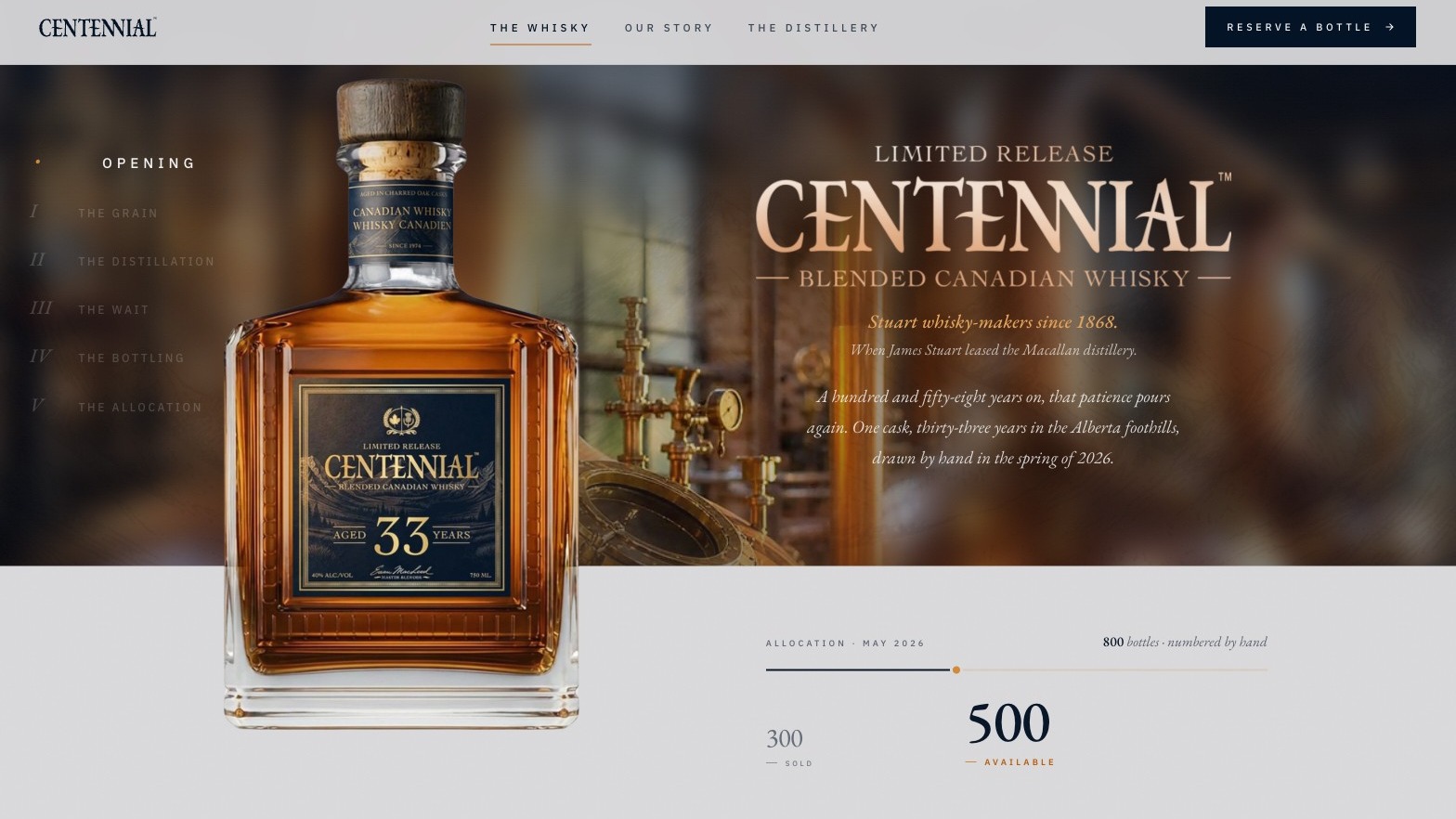 Centennial Whisky website built by Meridian15