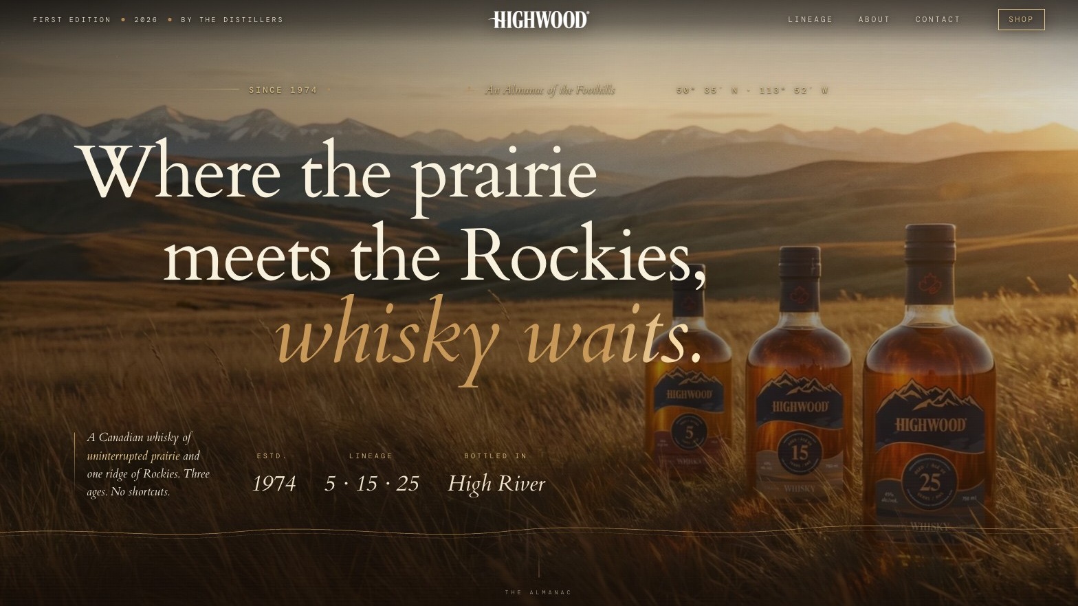 Highwood Whisky website built by Meridian15